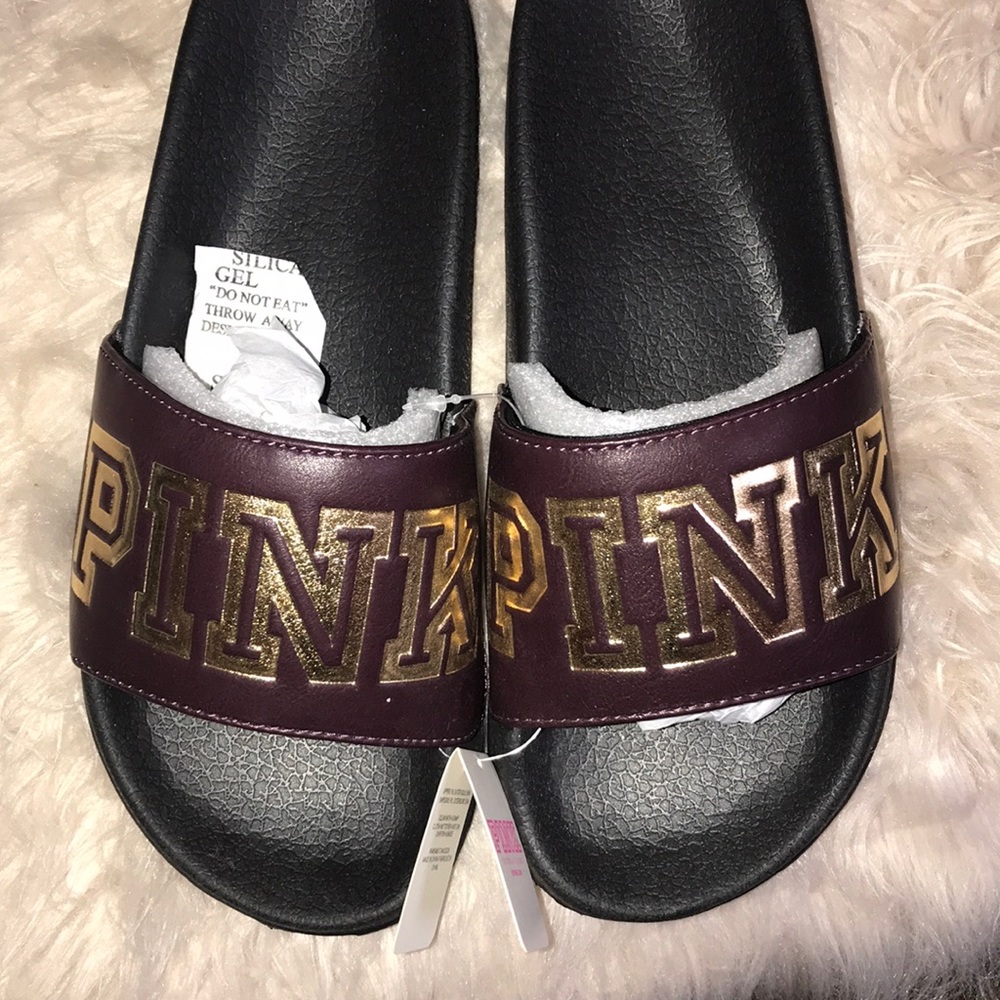 VICTORIA SECRET/ PINK SLIDES(BURGUNDY)